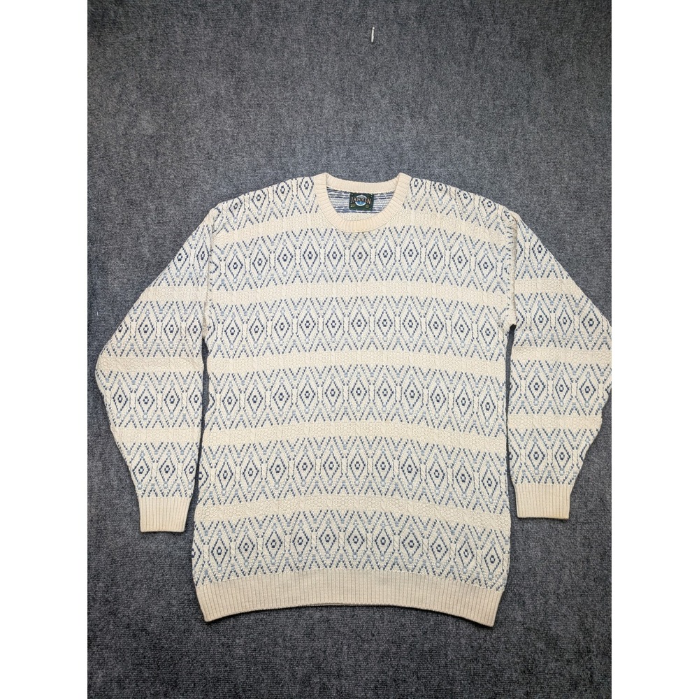 Jantzen 2XL Tall Vintage Knit‎ Sweater Diamond Pattern Crew Grandpa Thick Heavy